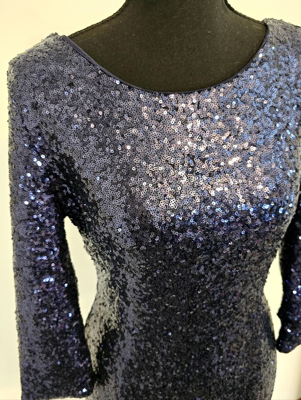 Lulus Navy Sequin Cocktail Dress Bell Sleeve Bodycon Holiday Party Glam Sexy - Picture 3 of 7